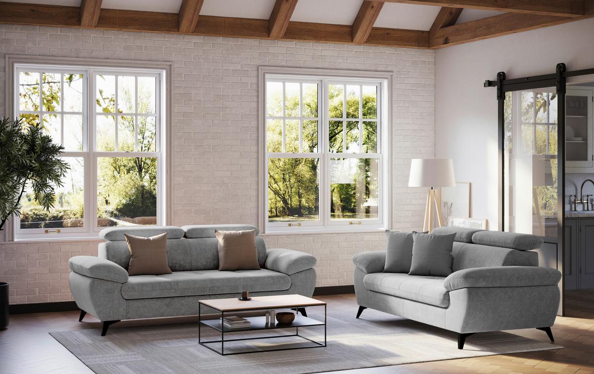 2-Sitzer-Sofa Hudson Grau B: 194 cm - Schwarz/Grau, Textil (194/84/100cm) - MID.YOU