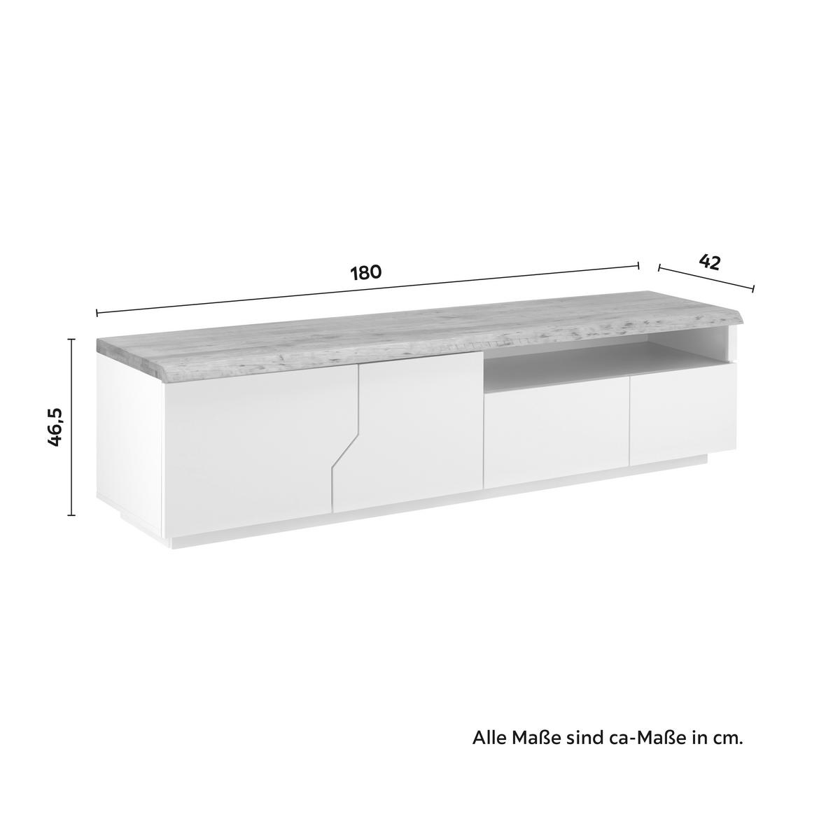 TV diel CARLOS - biela/farba duba, Modern, drevo (180/46,5/42cm) - Modern Living