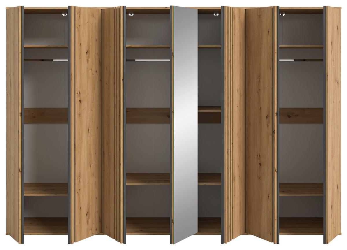 Drehtürenschrank Tofta Eiche Dekor/Anthrazit B: 280cm - Anthrazit/Eiche Artisan, ROMANTIK / LANDHAUS, Holzwerkstoff (280/192/56cm) - Livetastic