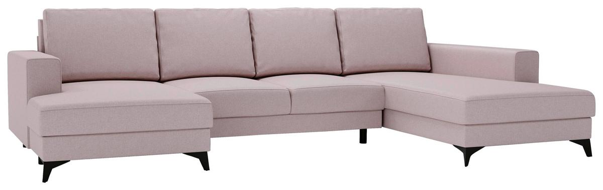 Harvey Rosa U: 156x339x190 Cm - Schwarz/Rosa, Design, Textil (156/339/190cm) - Livetastic