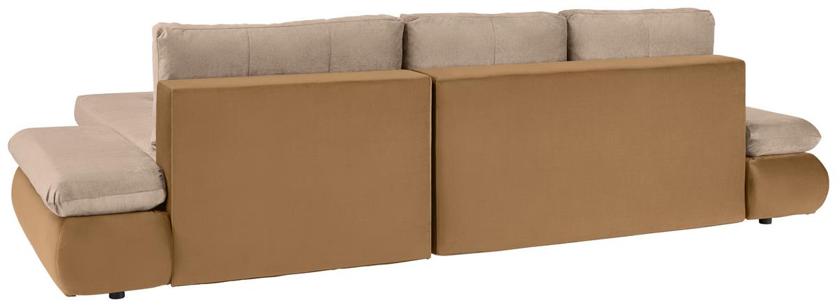 Rohová sedačka ENRICO, oboustranná, béžová - černá/barvy chromu, Konvenční, kov/textil (303/88/185cm) - Based