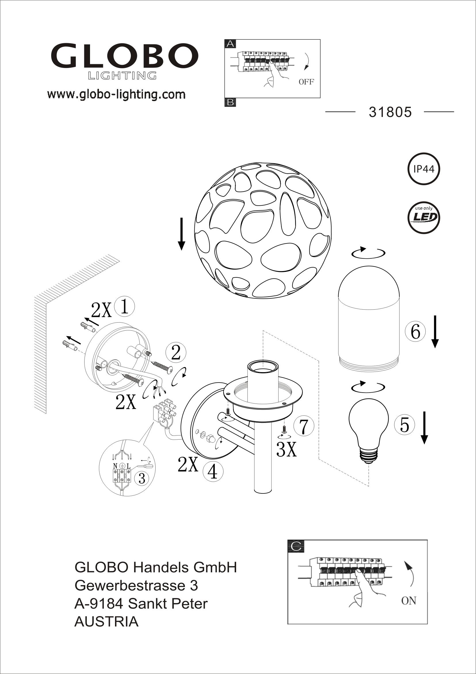 Led Außenleuchte Hilario 15 Watt Aluminium/edelstahl - Klar/Anthrazit, Design, Kunststoff/Metall (20/22,5/32,7cm) - Globo