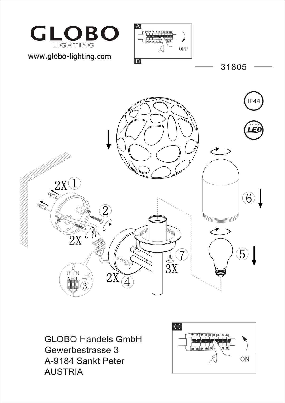 Led Außenleuchte Hilario 15 Watt Aluminium/edelstahl - Klar/Anthrazit, Design, Kunststoff/Metall (20/22,5/32,7cm) - Globo