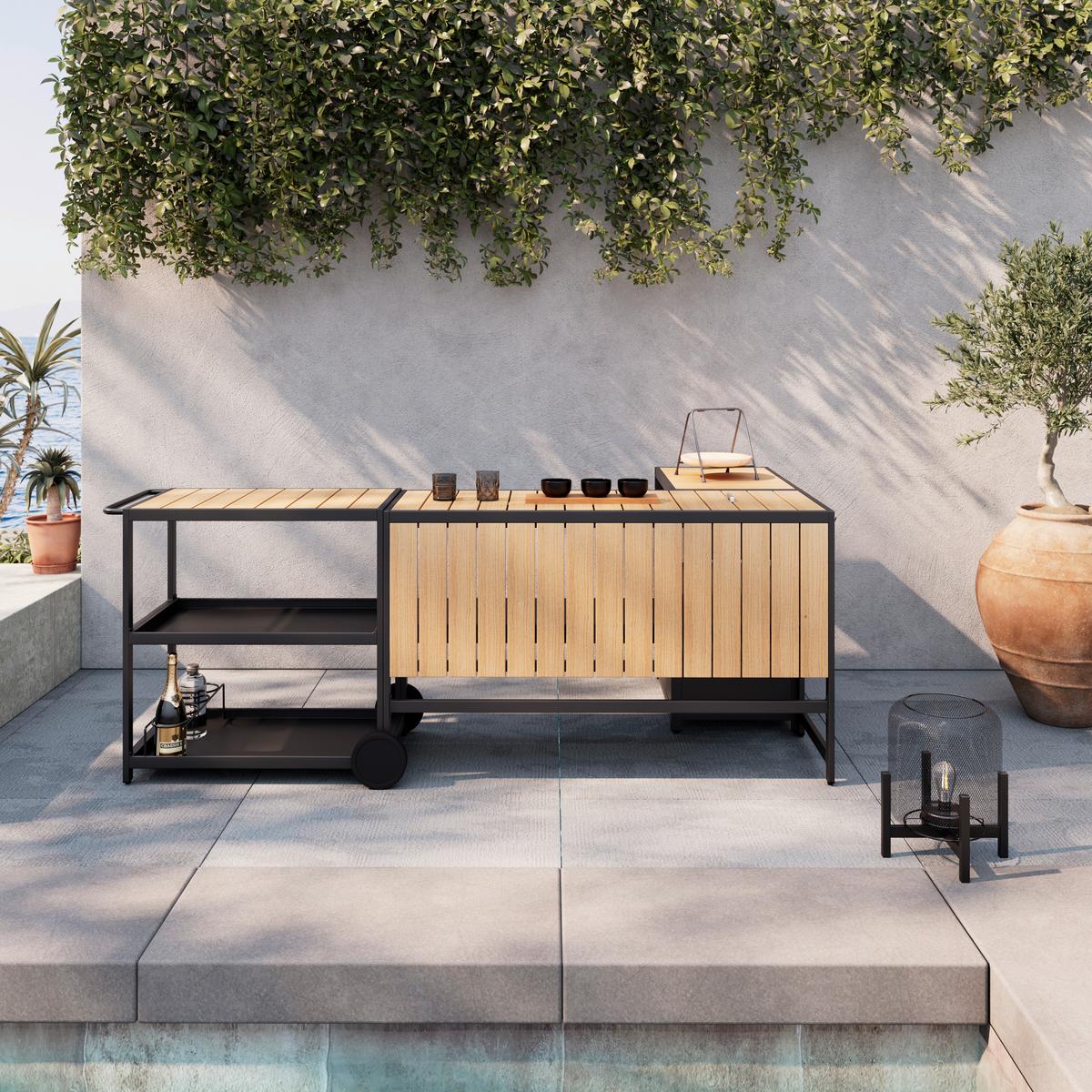 VENKOVNÍ KUCHYNĚ DELIA - šedá/černá, Moderní, kov/plast (239/90/120cm) - Bessagi Garden