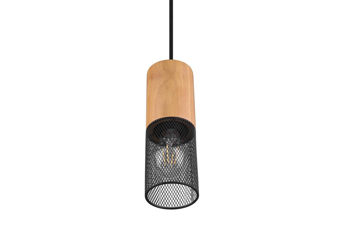 Hängeleuchte Duoline H: 180 cm 1-Flammig mit Holz - Schwarz, Natur, Holz/Metall (8,0/180cm) - Trio Leuchten