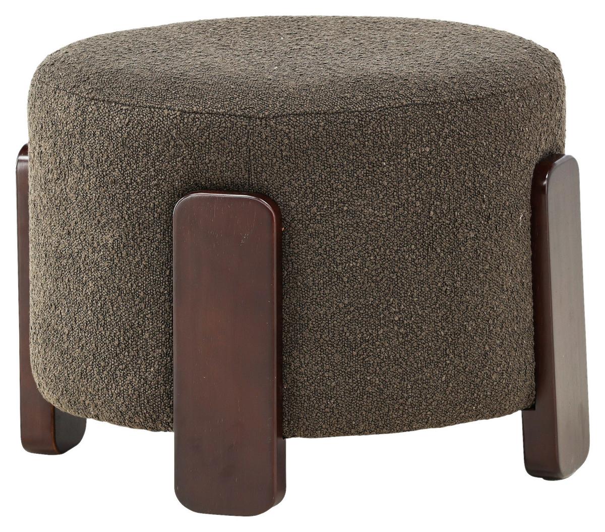 Pouf Coffey - Dunkelgrau/Braun, Design, Holz/Textil (52.5/43/52.5cm) - Livetastic