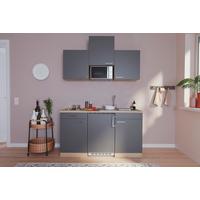 Miniküche m. Mikrowelle + Kühlschrank 150 cm Grau/Eiche - Eichefarben/Grau, Basics, Holzwerkstoff (150cm) - Respekta