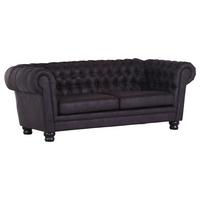 Chesterfield-Sofa Slopes Dunkelgrau 3-Sitzer - Dunkelgrau/Dunkelbraun, KONVENTIONELL, Textil (203/79/93cm) - Livetastic