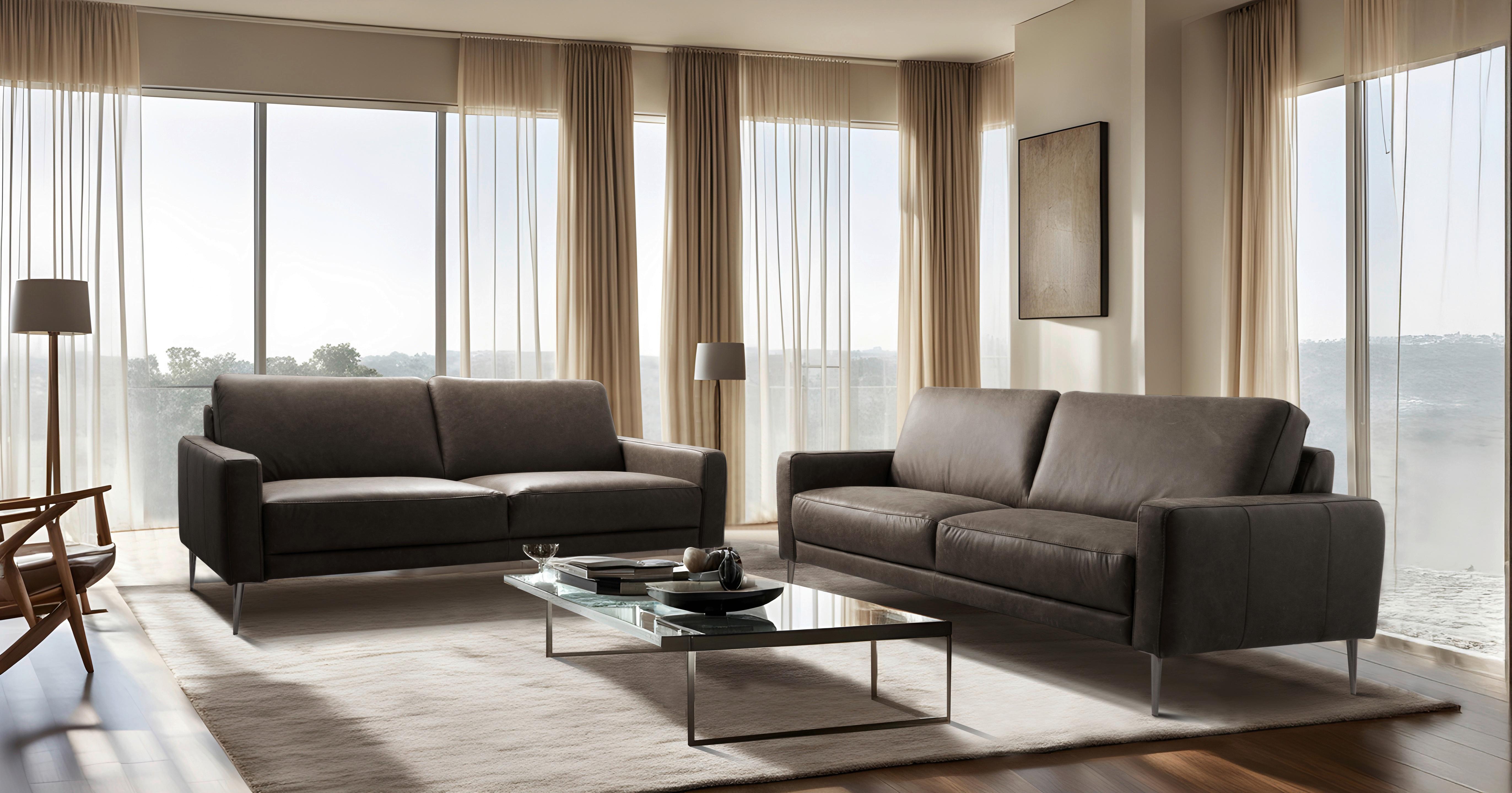 2-sitzer-sofa Spring, Fango B: 157 Cm - Fango/Schwarzchrom, Design, Leder (157/85/92cm) - Livetastic