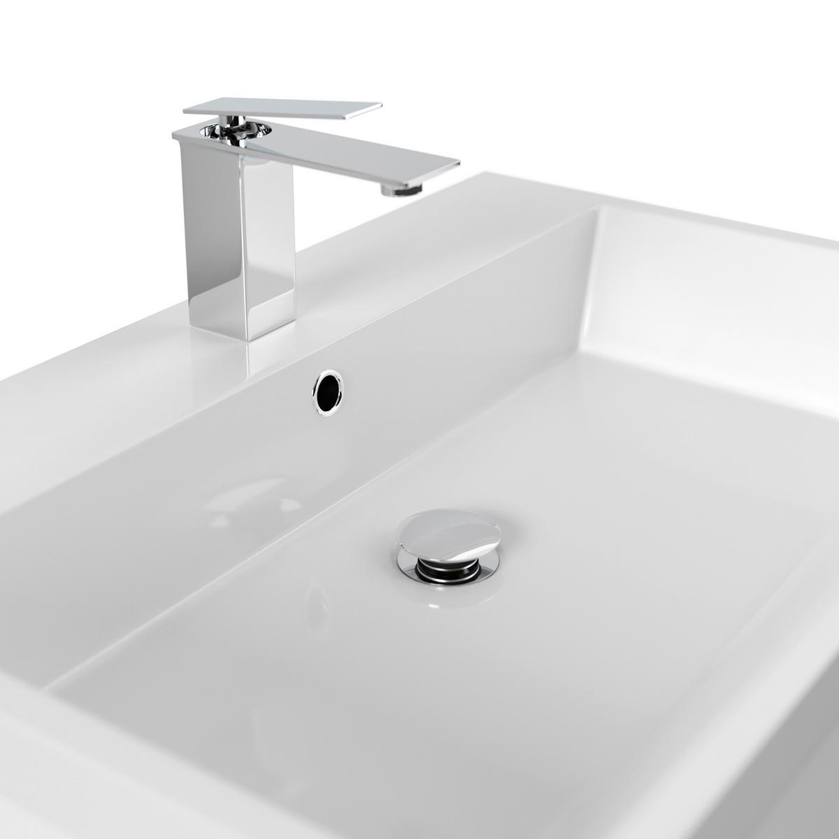 WASCHTISCHKOMBI Fellini, Weiß HG B: 60cm - Weiß Hochglanz/Weiß, Basics, Holzwerkstoff/Stein (70cm) - MID.YOU