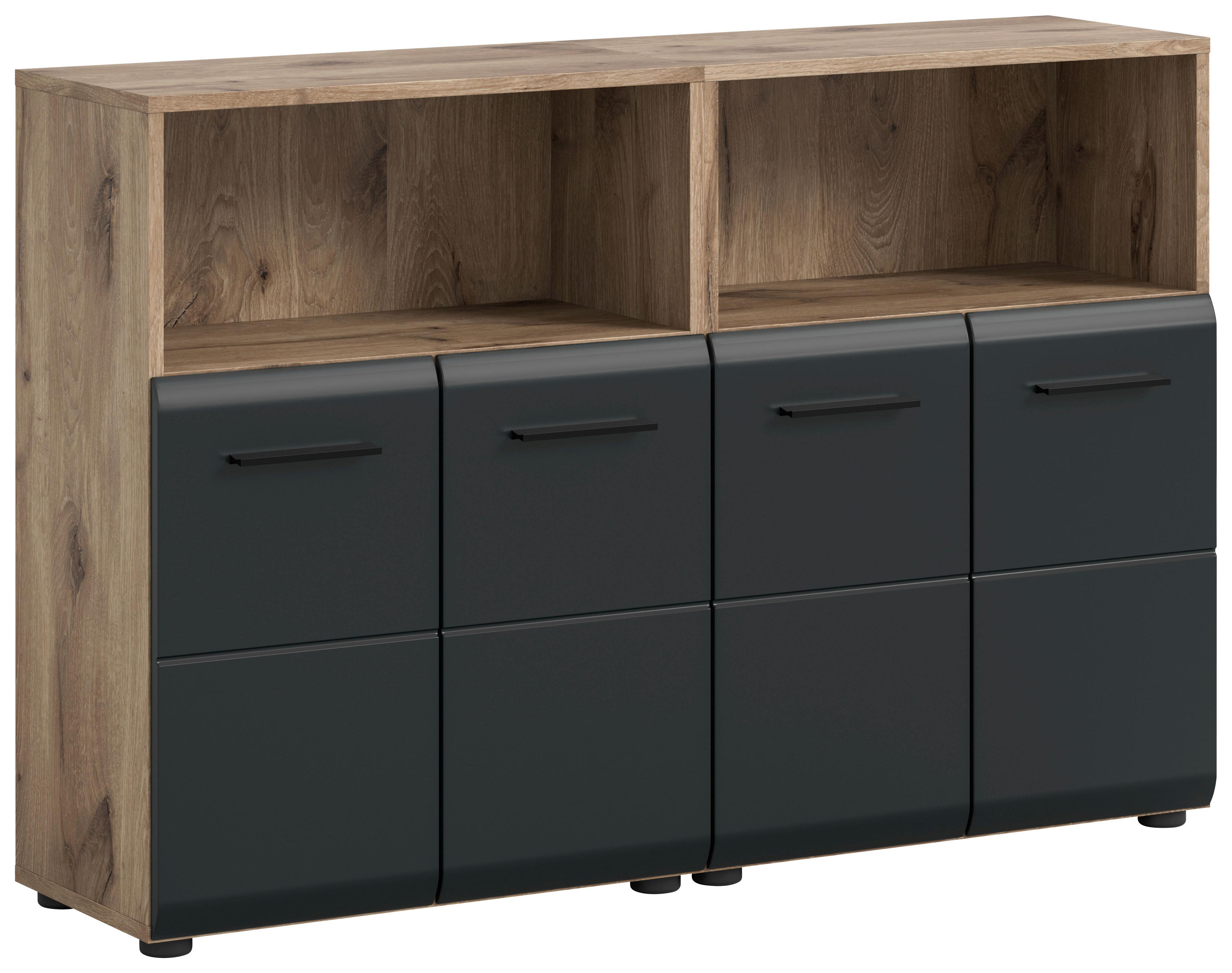 Kúpeľňa Ice 2-diela, čierna/Dub tmavy - čierna/tmavý dub, Basics, kompozitné drevo/plast (120/80/30cm) - MID.YOU