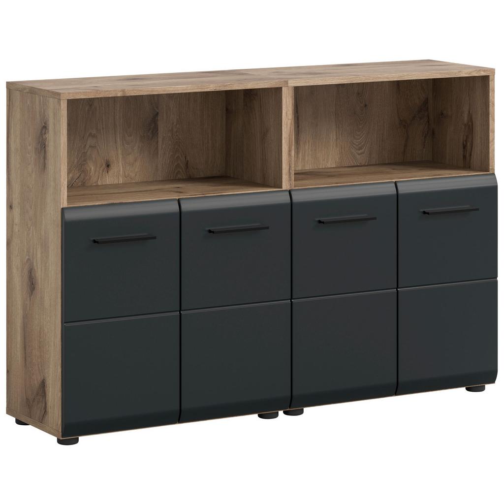 Midischrank Ice Schwarz/Eiche Dekor B: 120cm