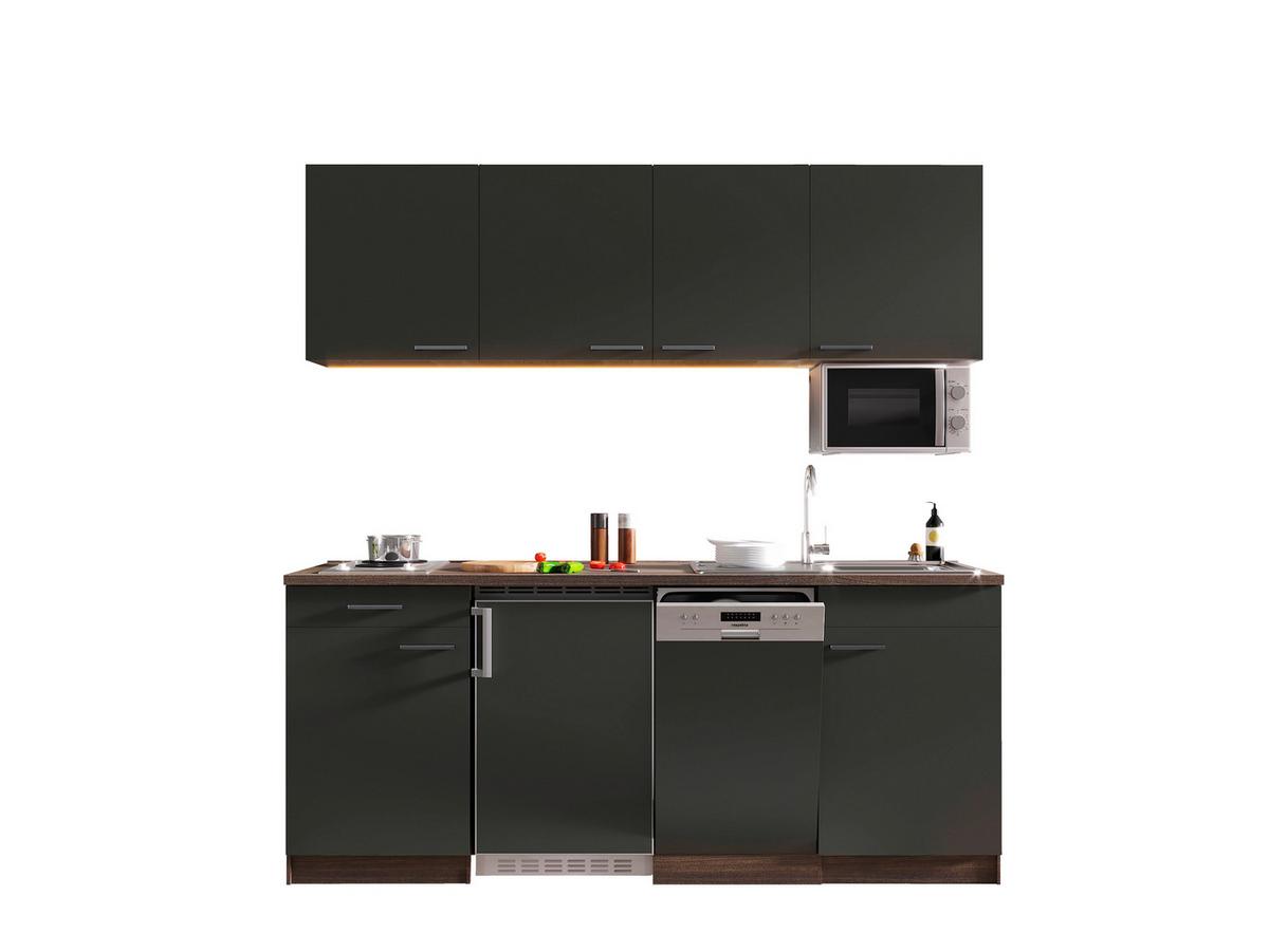 Küchenzeile Economy M. Geräten 195 Cm Grau/eichefarben - Eichefarben/Grau, Basics, Holzwerkstoff (195cm) - Respekta