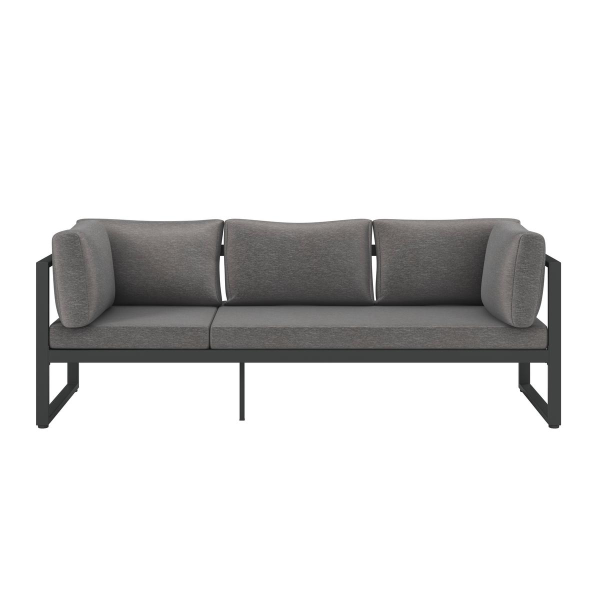 Lounge Garnitúra Lagos - antracit/szürke, Modern, textil/fa - Beldano