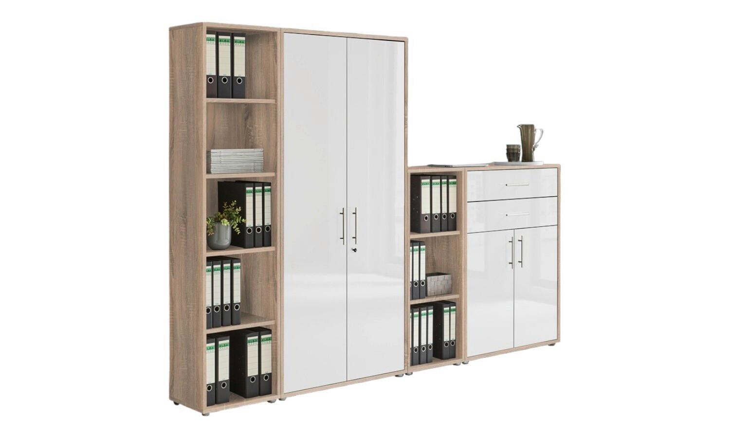 Aktenschrank Office Edition Weiß Hg/eiche Dekor B: 257cm