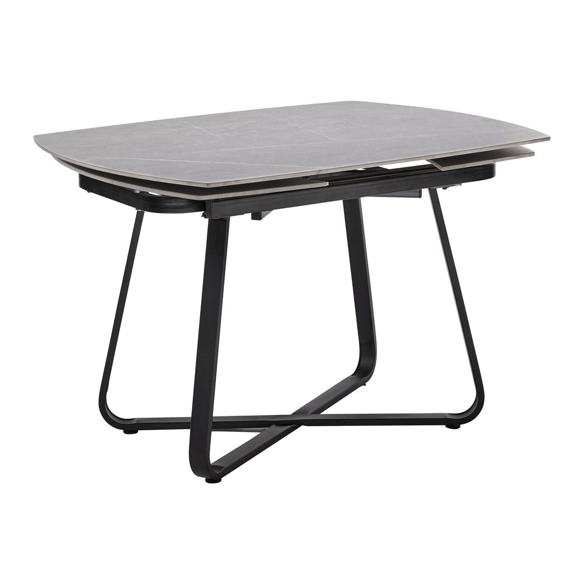 Rozkládací jídelní stůl Matera 160-220 cm - černá, Moderní, kov/keramika (120-180/90/76cm) - Bessagi Home