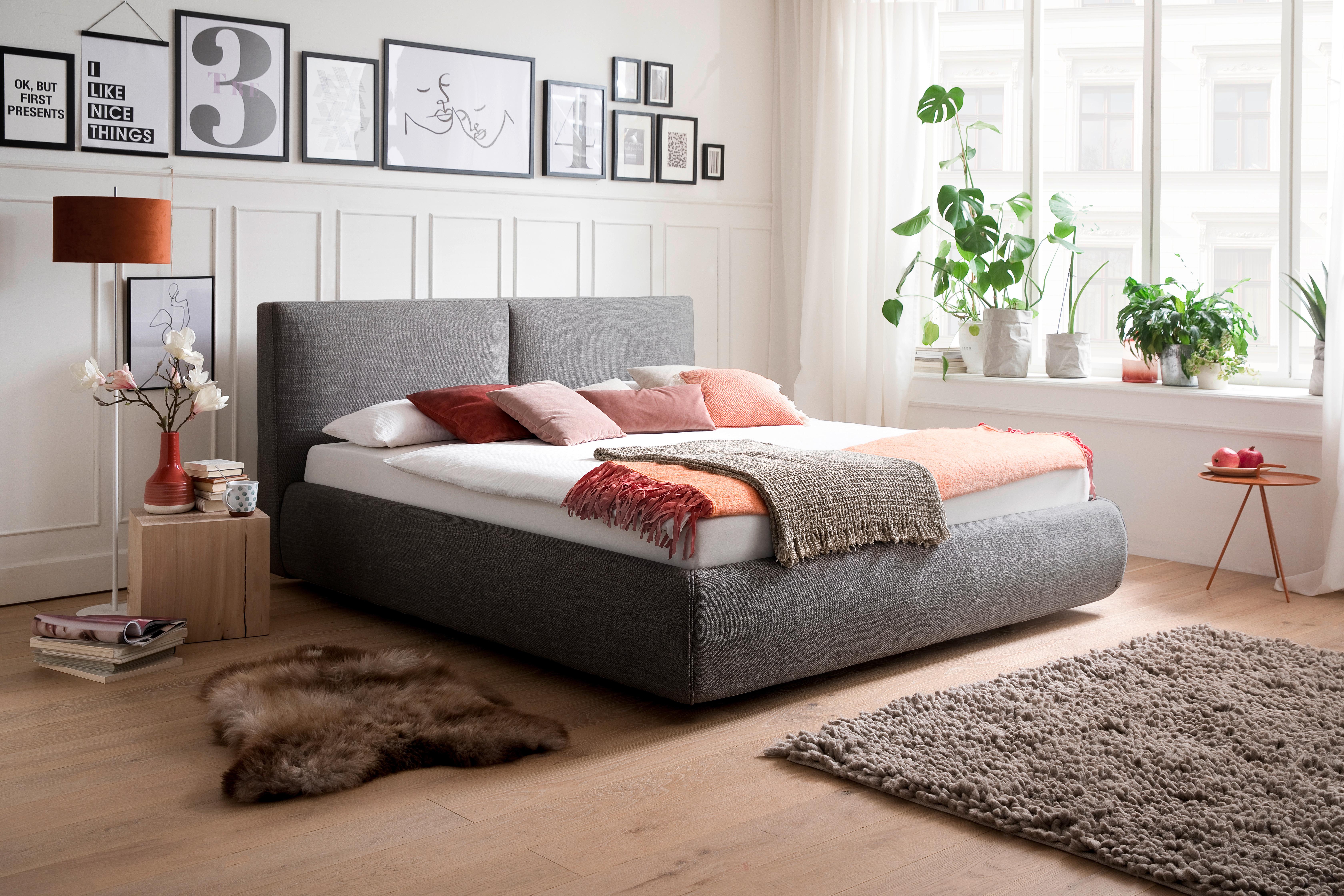 Polsterbett Atesio 180x200cm Anthrazit - Anthrazit, MODERN, Textil (180/200cm) - Livetastic