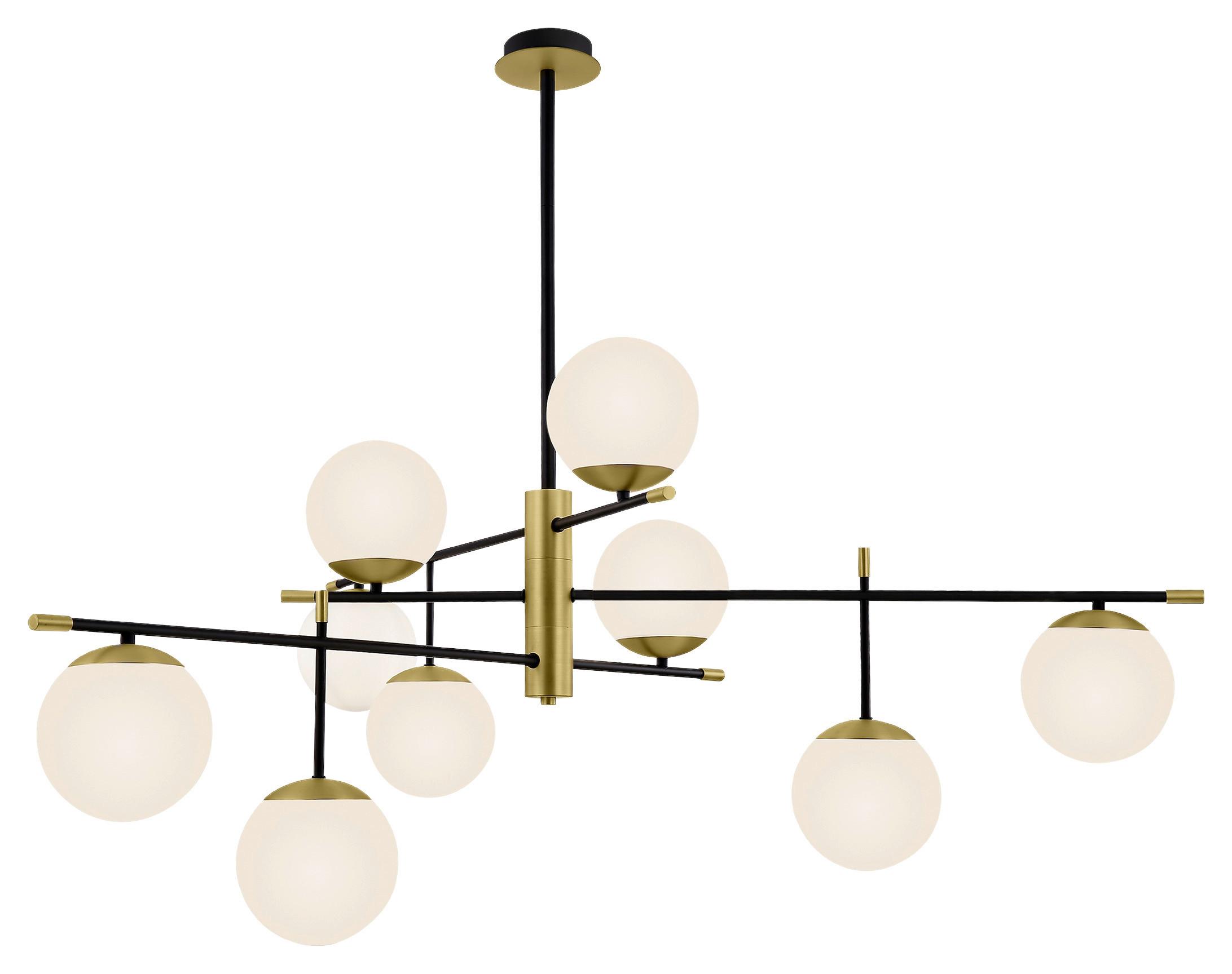 Pendelleuchte Nostalgia - Goldfarben/Schwarz, Trend, Glas/Metall (131,5/58,6/131,5cm) - MAYTONI