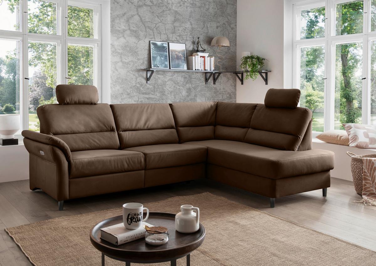 Ecksofa Cavoli, Braun S: 266x190 cm - Schwarz/Braun, MODERN, Textil (266/190cm) - Livetastic