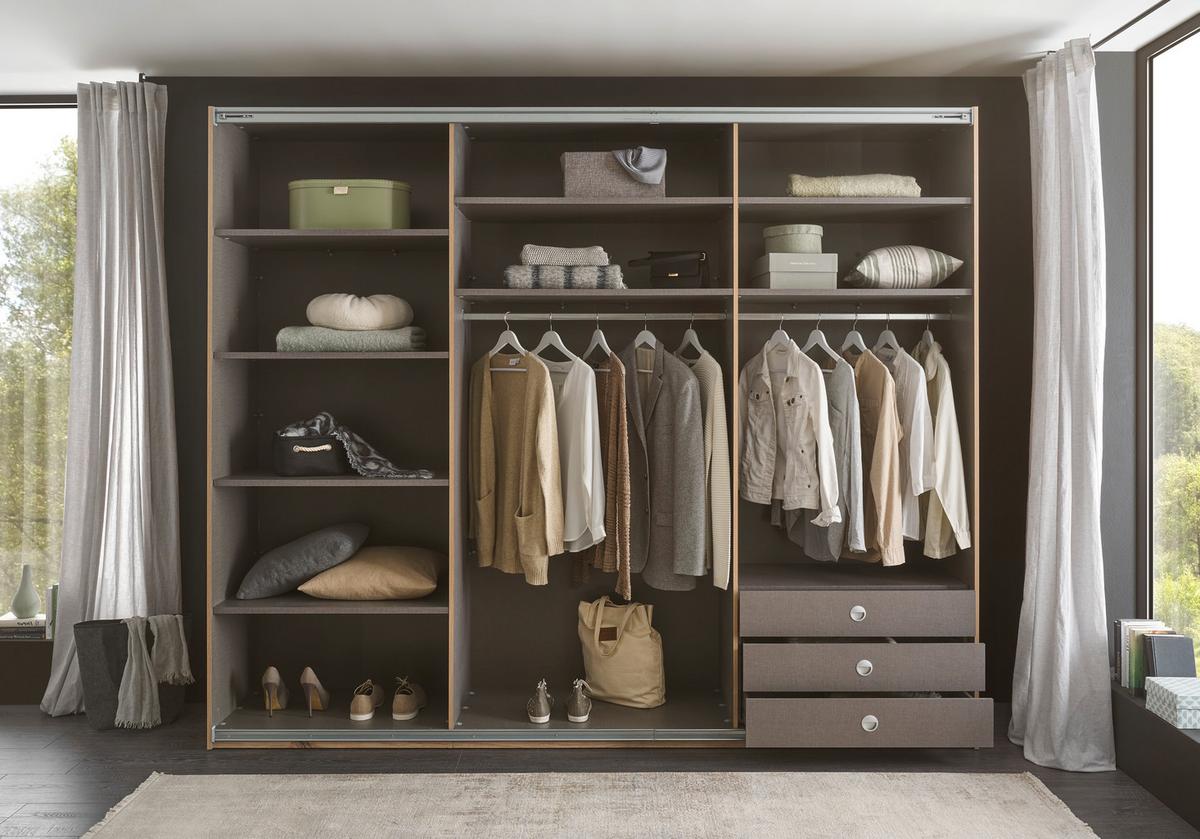 Schwebetürenschrank B: 270 Cm Preda Grau/eiche Dekor - Eichefarben/Grau, Basics, Holzwerkstoff (270/226/60cm) - MID.YOU