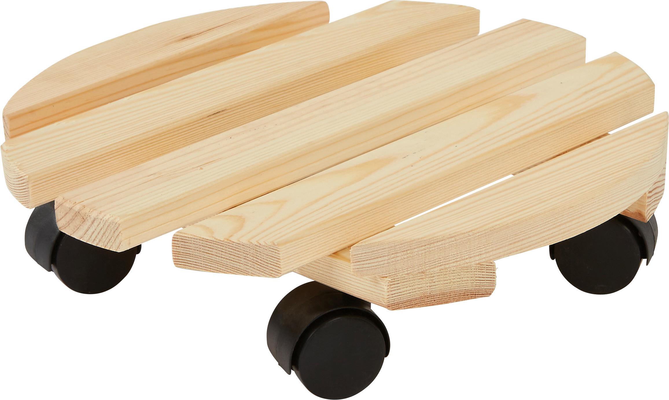 Görgős Növénytartó Natúr - natúr, Konventionell, műanyag/fa (30/8cm)