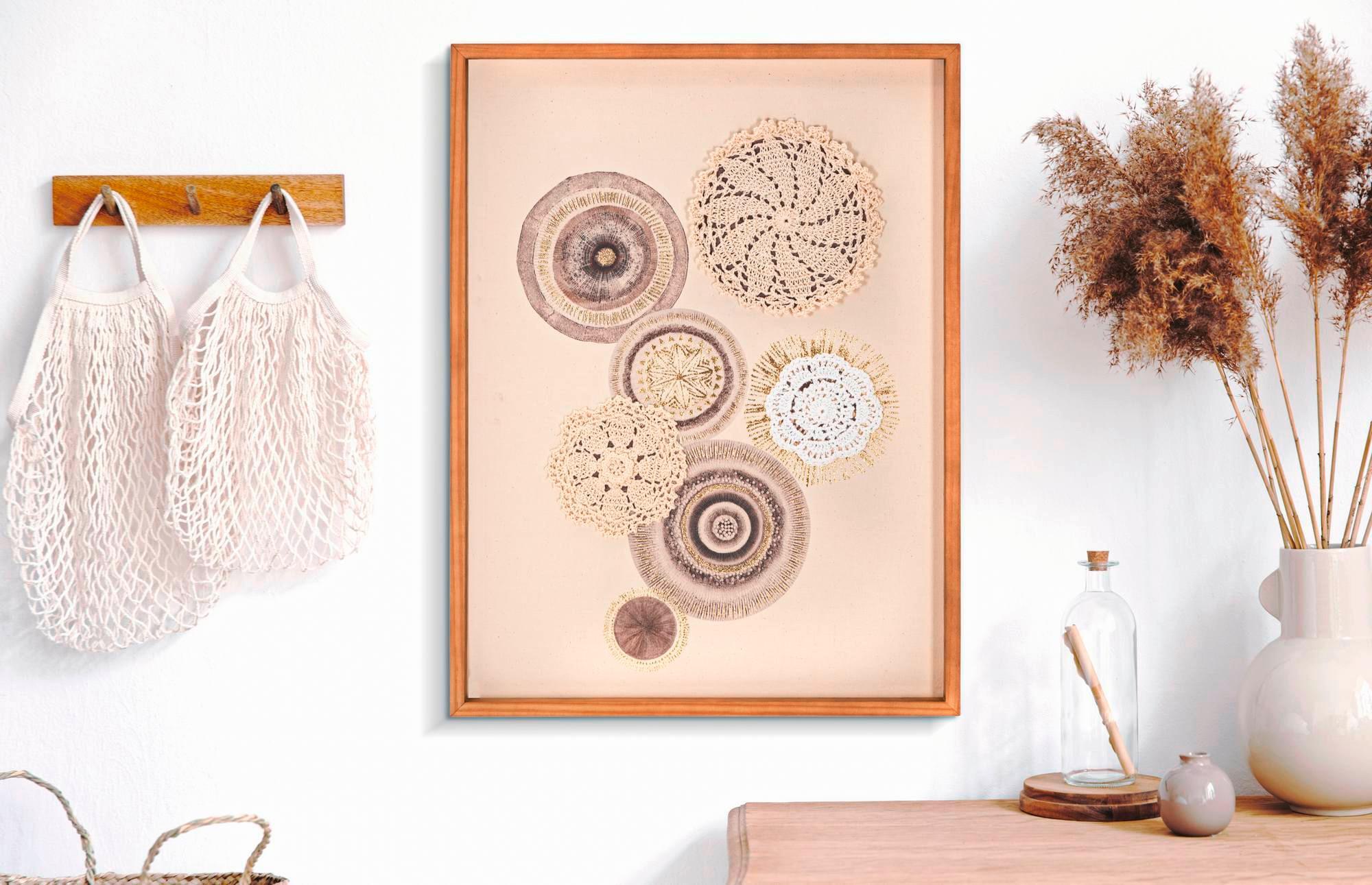 Wanddeko Circly With Ap Beige, Braun B: 45 cm - Beige/Braun, Basics, Holzwerkstoff/Textil (45/60/3.2cm)