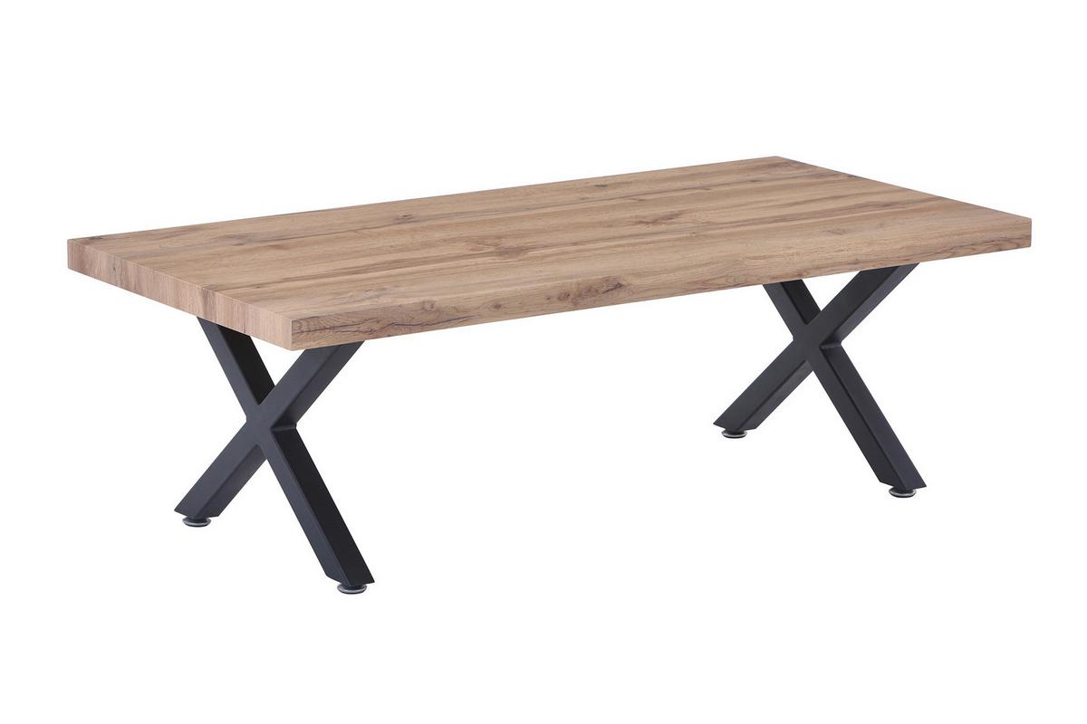 Couchtisch Naturfarben B: 60 cm - Schwarz/Naturfarben, Design, Holzwerkstoff/Metall (120/60/40cm) - Livetastic