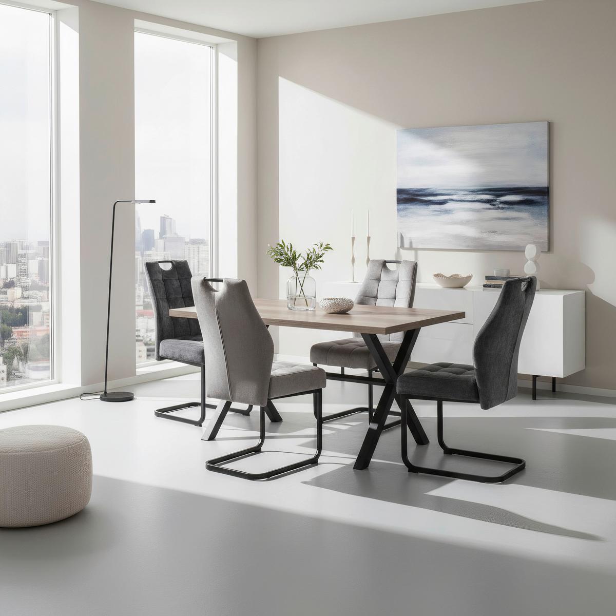 Szánkótalpas Szék Emília - fekete/antracit, Konventionell, textil/fém (43/95/61cm)