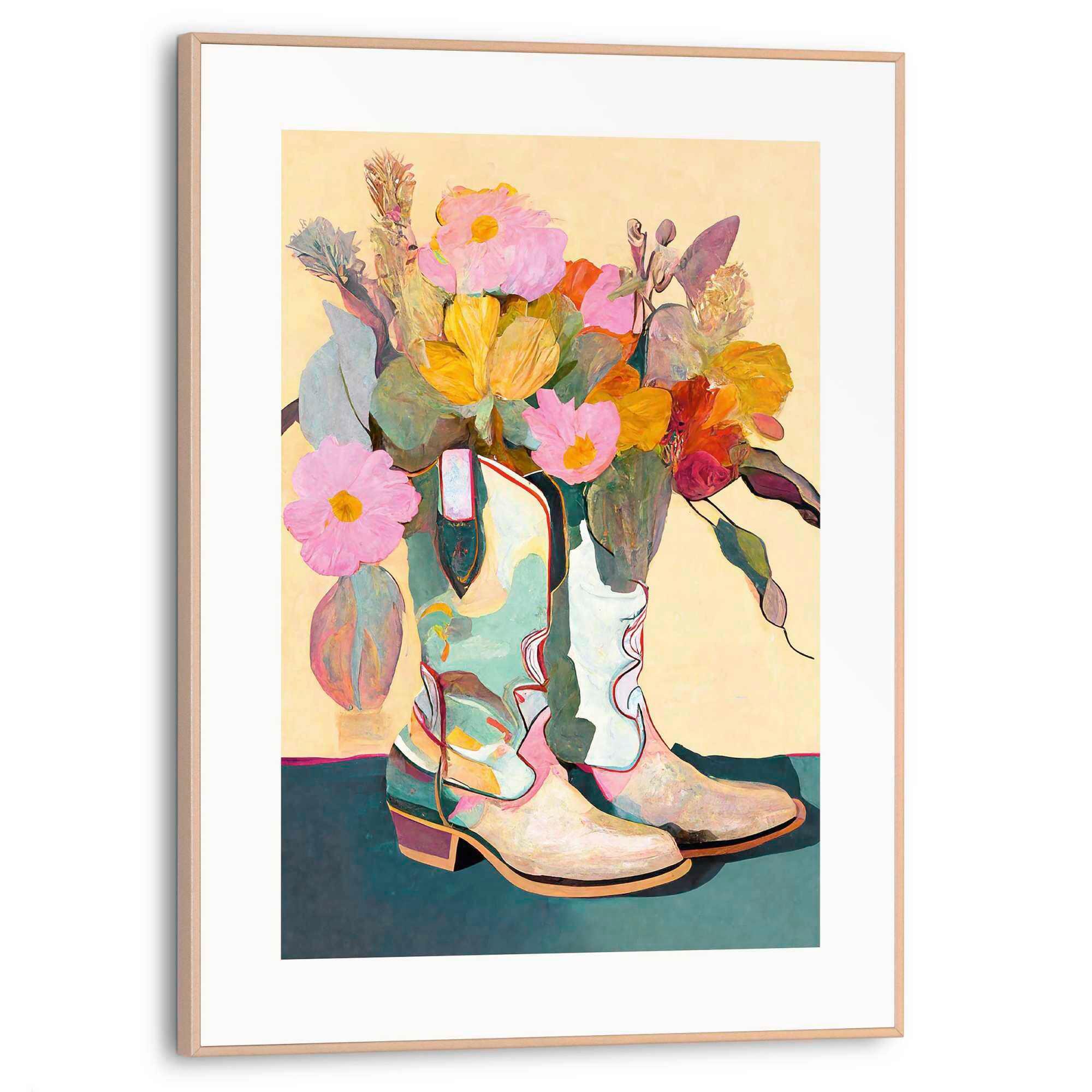 BILD geblümte Stiefel 30x40 cm - Multicolor, Trend, Holzwerkstoff (30/40cm) - Reinders!
