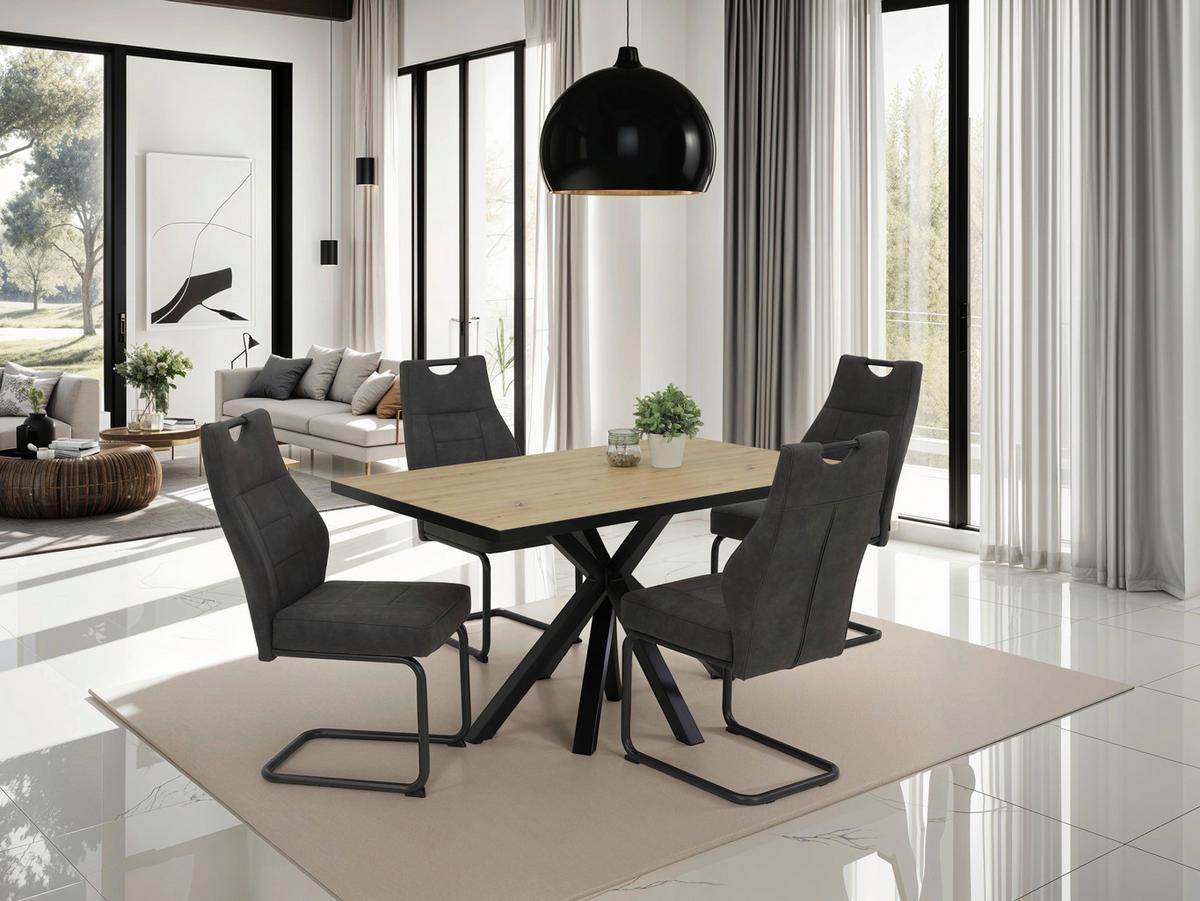 Schwingstuhl-Set Linda II S 4er-Set - Anthrazit/Grau, MODERN, Textil/Metall (44/97/65cm) - MID.YOU