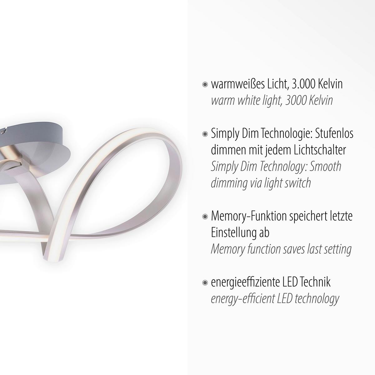 LED-Deckenleuchte Melinda L: 64 cm mit Schalter - Silberfarben, Basics, Kunststoff/Metall (64/25/25cm) - Paul Neuhaus