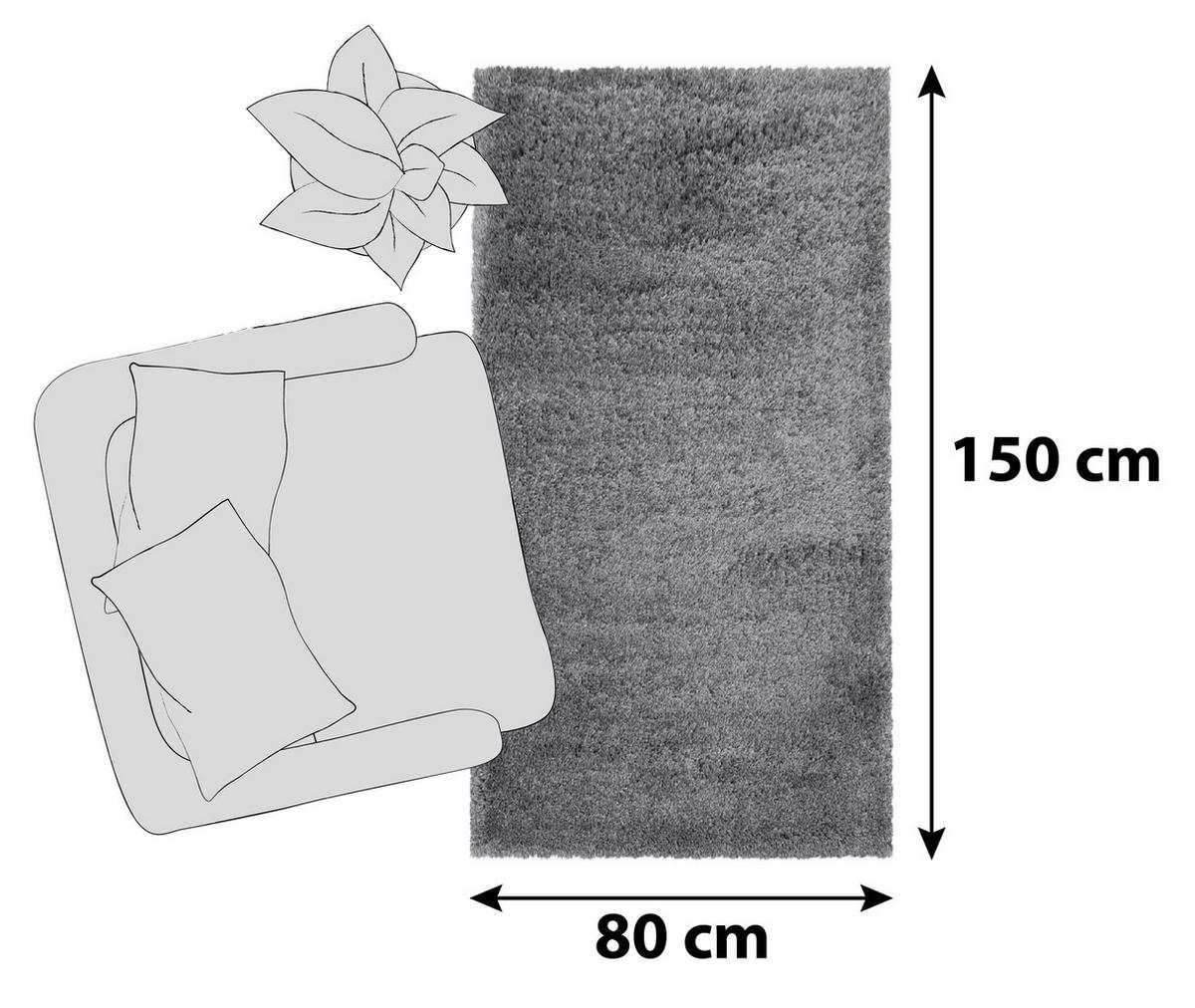 Hochflor Teppich Hellgrau Fluffy 80x150 cm - Hellgrau, Basics, Textil (80/150cm)