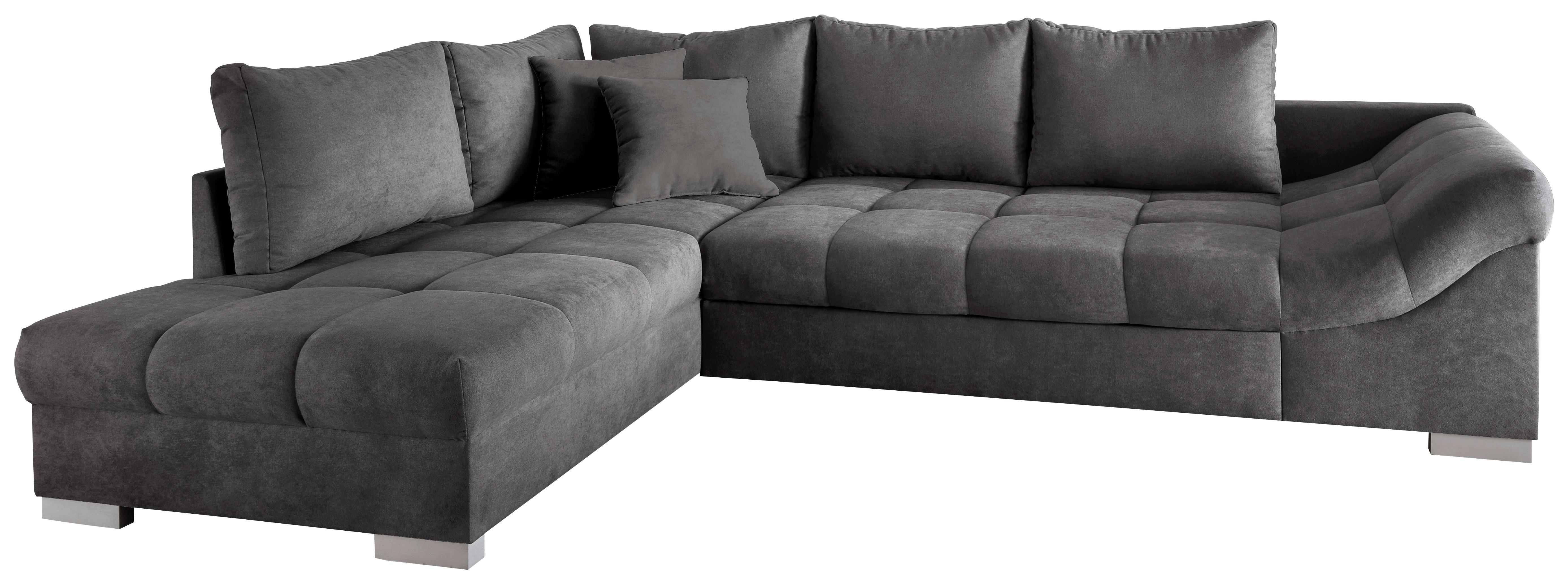 Eckschlafsofa Alvito Anthrazit S: 202/298 cm - Anthrazit/Silberfarben, Design, Textil (202/298cm) - MID.YOU