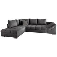 Eckschlafsofa Alvito Anthrazit S: 202/298 Cm - Anthrazit/Silberfarben, Design, Textil (202/298cm) - MID.YOU