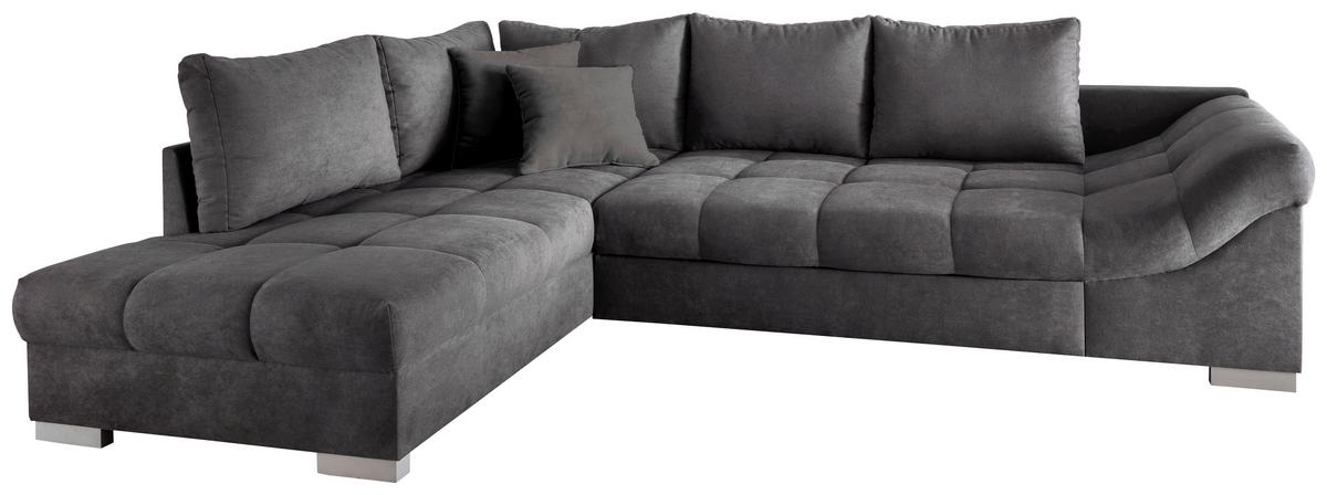 Eckschlafsofa Alvito Anthrazit S: 202/298 Cm - Anthrazit/Silberfarben, Design, Textil (202/298cm) - MID.YOU