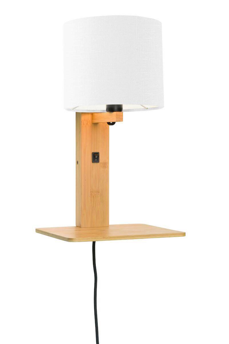 Wandleuchte Andes/w1/n/1815/w - Naturfarben/Weiß, Trend, Holz/Textil (19/24/36cm) - Good & Mojo