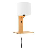WANDLEUCHTE ANDES/W1/N/1815/W - Naturfarben/Weiß, Trend, Holz/Textil (19/24/36cm) - Good & Mojo