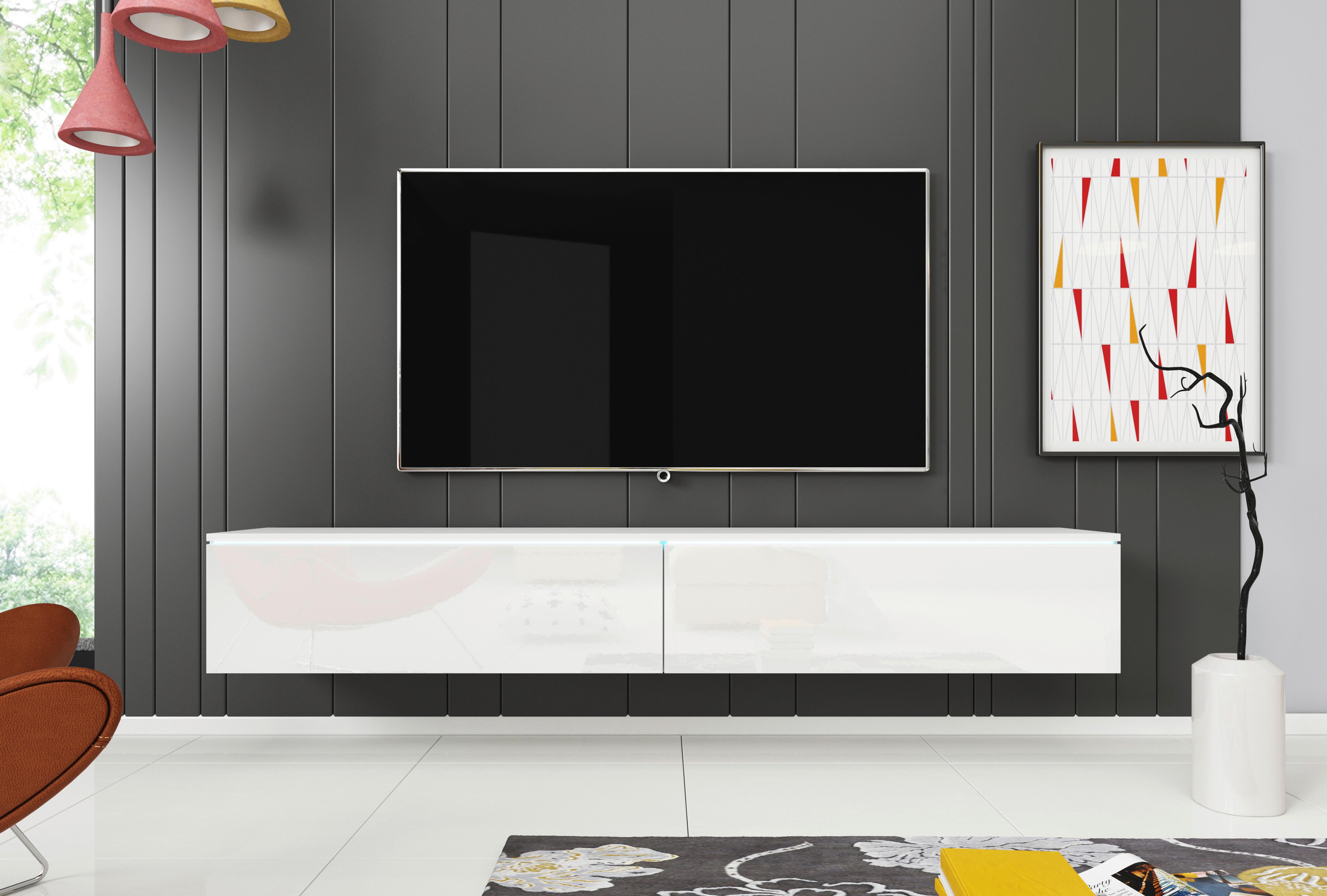 TV komoda biela VL - sivá/biela, Lifestyle, kompozitné drevo/plast (180/30/33cm) - P & B