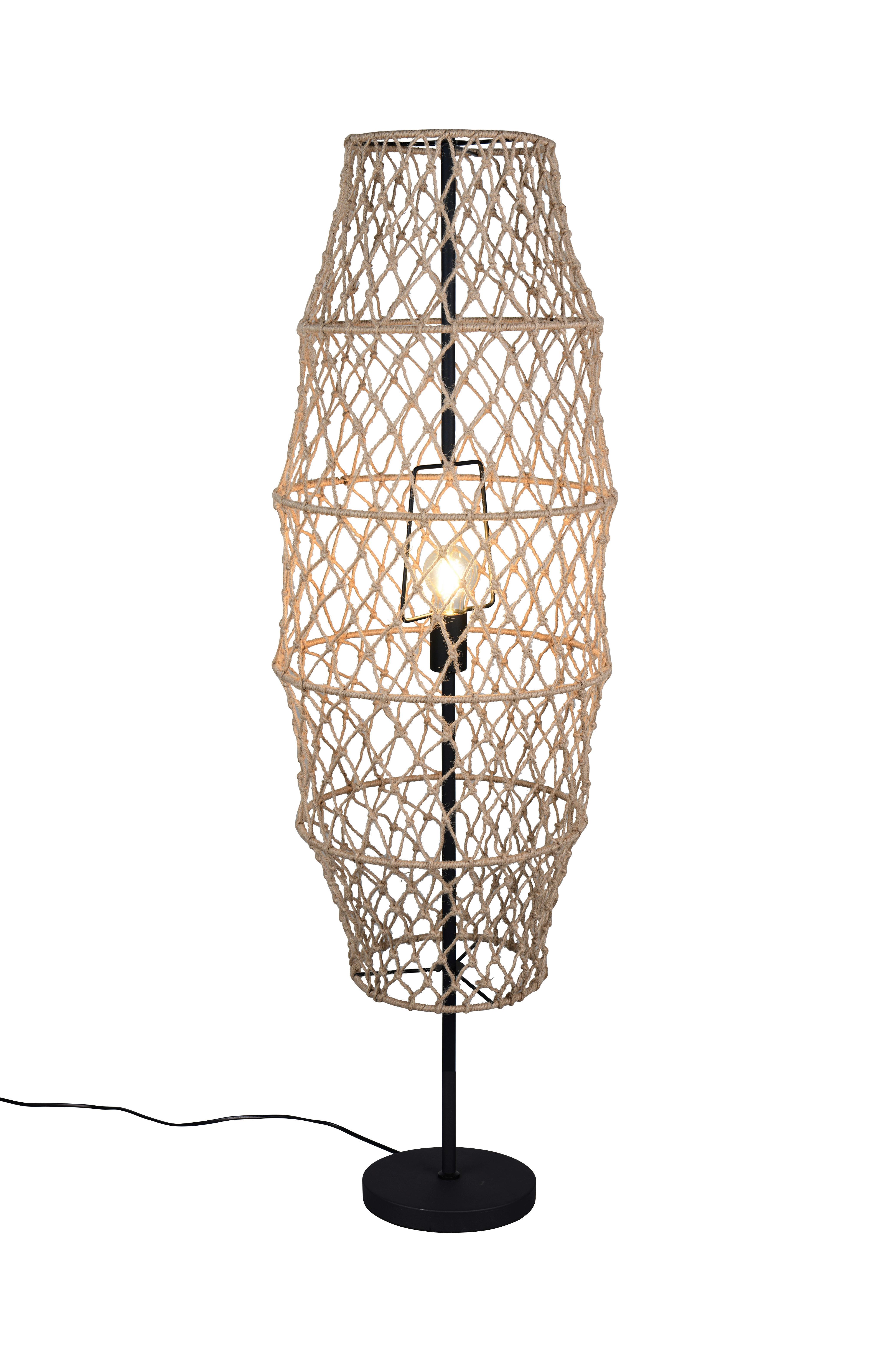 Stehleuchte Hive Naturfarben Schwarz D: 38 cm - Schwarz/Naturfarben, Natur, Textil/Metall (38/120cm)
