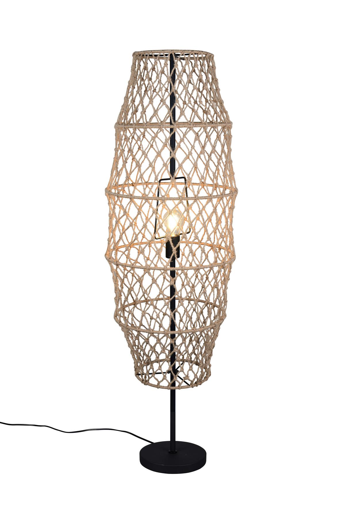 Stehleuchte Hive Naturfarben Schwarz D: 38 cm - Schwarz/Naturfarben, Natur, Textil/Metall (38/120cm)