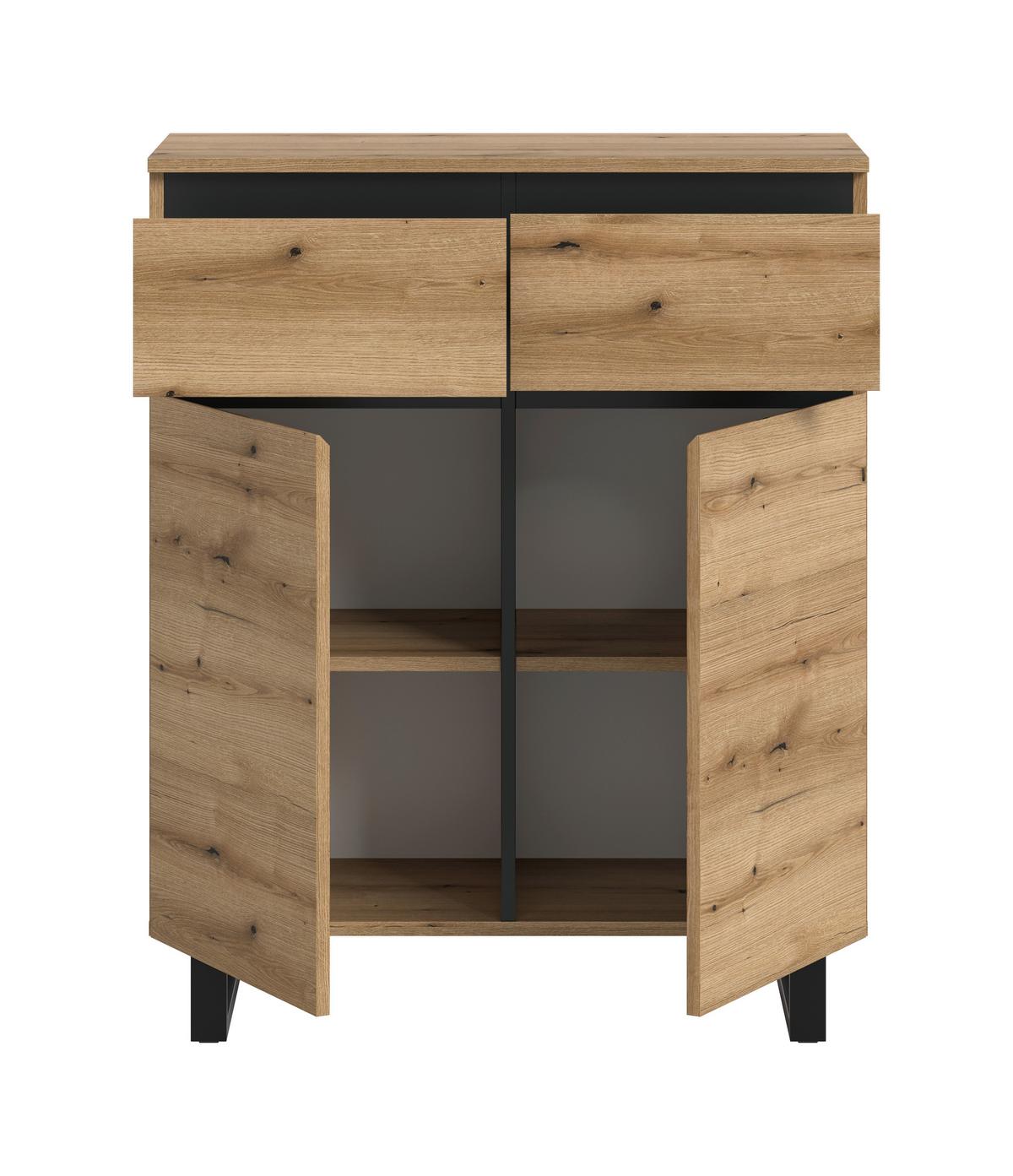 Kommode Tomasa Eiche Dunkel B: 80 Cm - Eiche dunkel, Design, Holzwerkstoff (80/99/36cm) - Livetastic