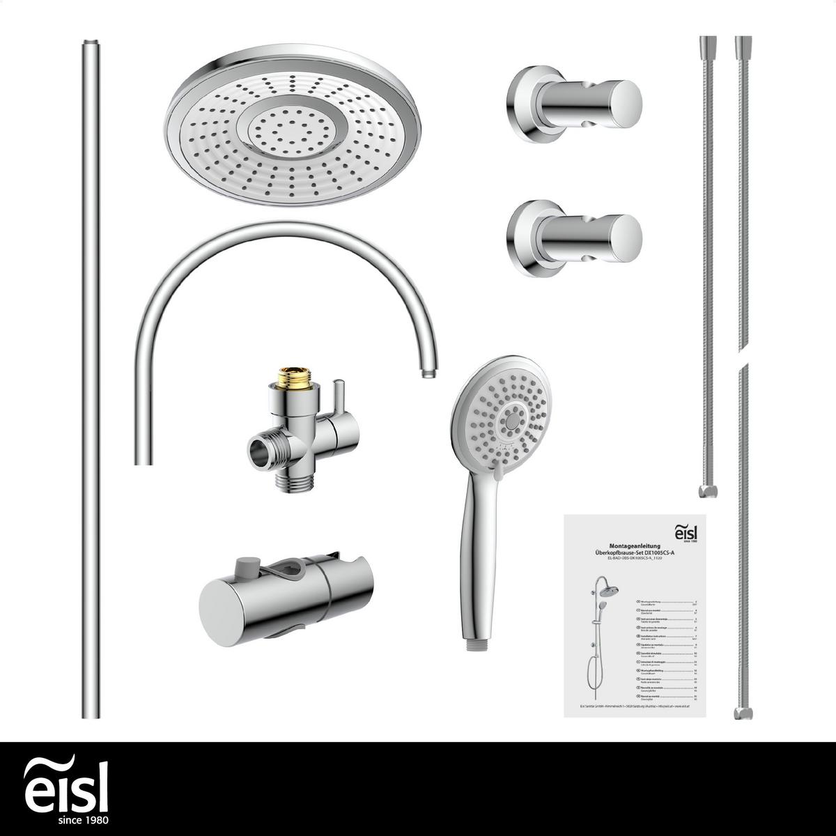 Brausegarnitur Sommerregen Chrom Verstellbar Anti-Kalk - Chromfarben, Design, Kunststoff (24/100,5cm) - Schütte