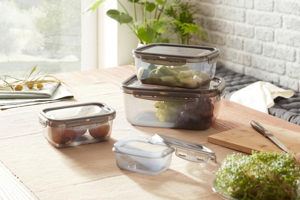 Sada dóz na potraviny Blacky, 4-dílná - černá/průhledné, Moderní, plast - Mömax