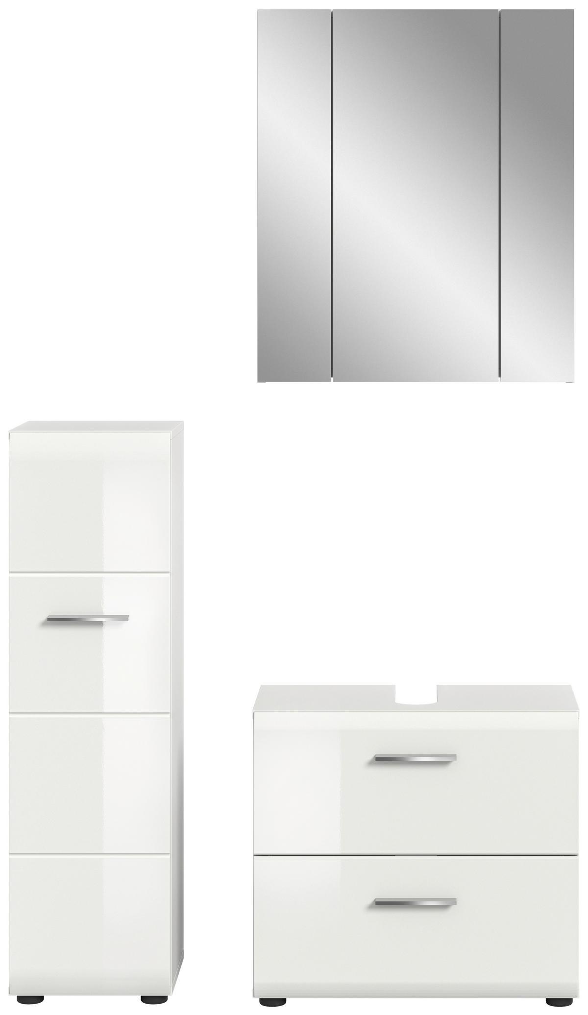 Badezimmer Ice Weiß Hg B: 90 Cm - Weiß Hochglanz/Schwarz, MODERN, Holzwerkstoff (90/173/30cm) - MID.YOU