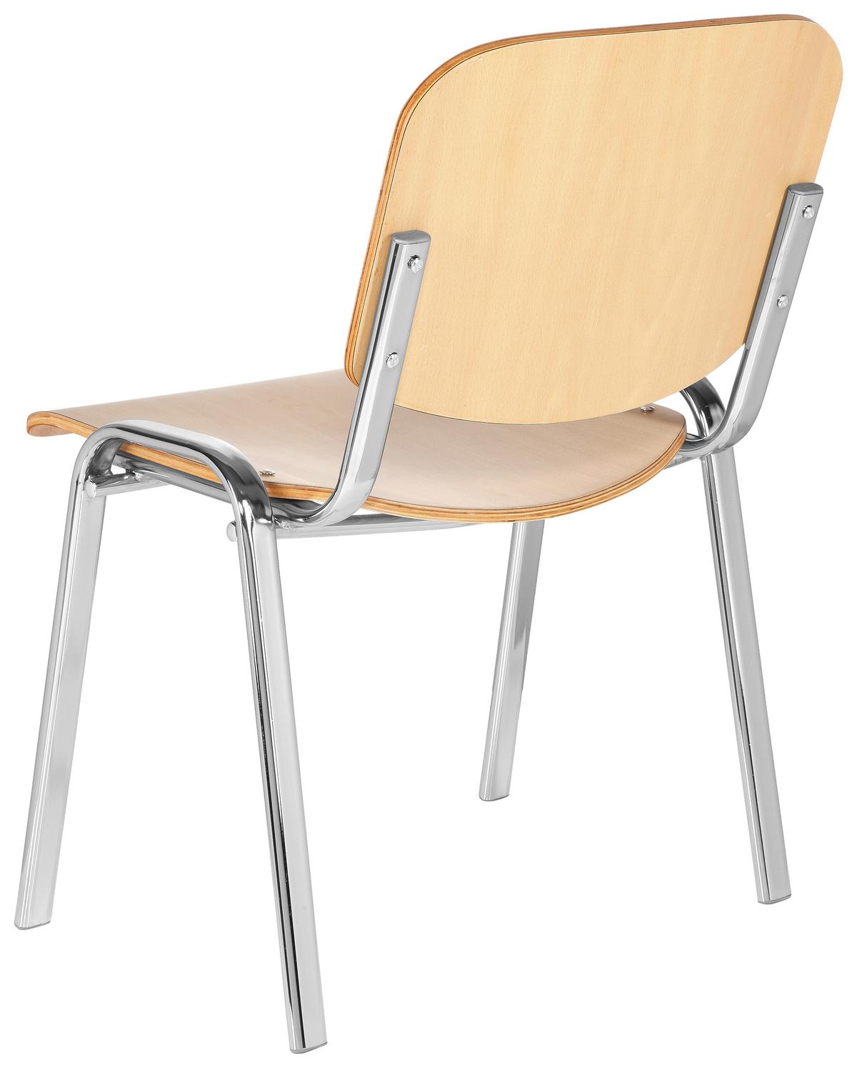 Besucherstuhl Xt 600 Stapelbar Buche-/Chromfarben Bis 100 Kg - Chromfarben/Buchefarben, Basics, Holz/Metall (58/81/48cm) - MID.YOU