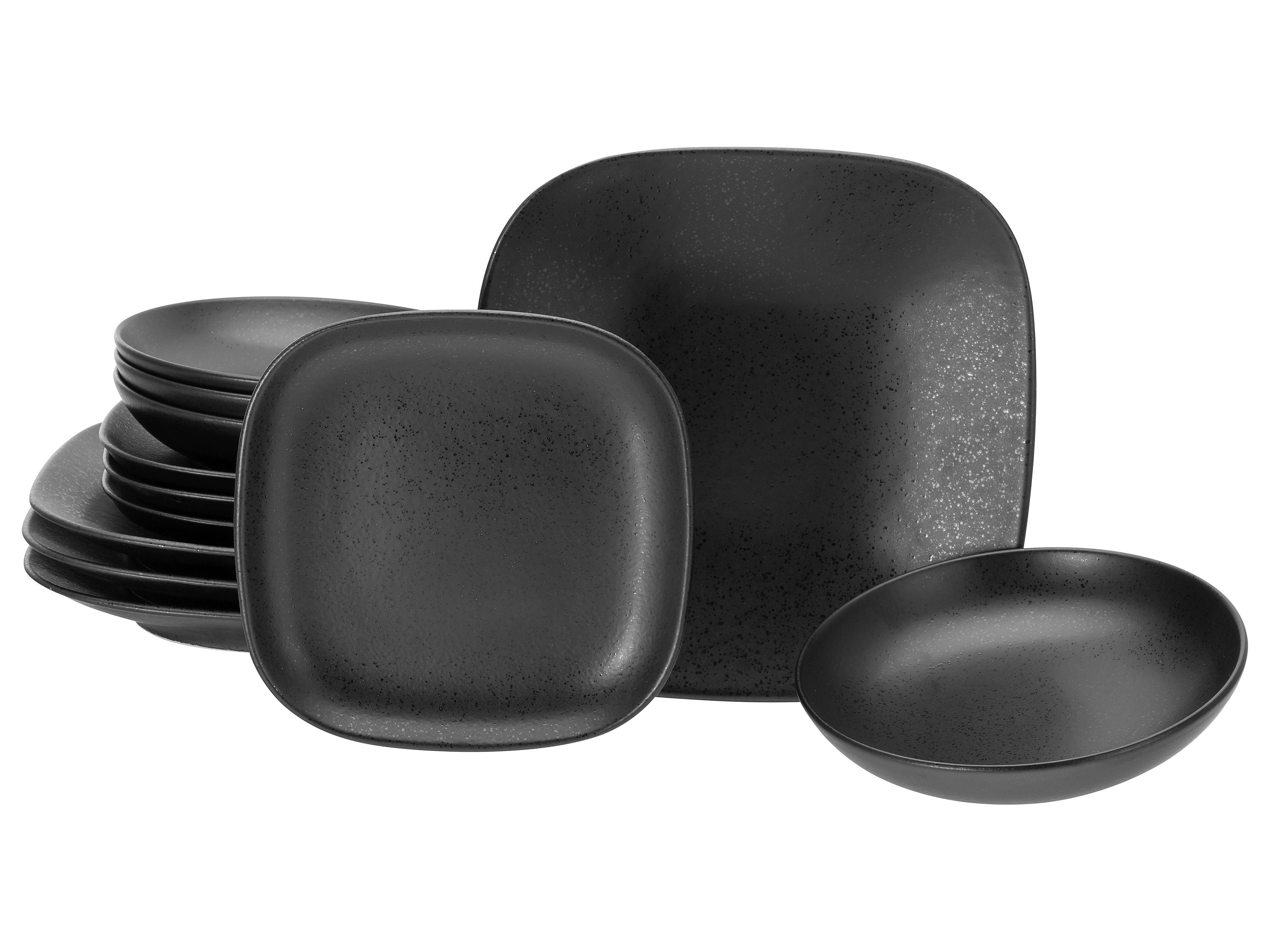 Tafelservice Magic Black Square, 12--Teilig., Schwarz - Schwarz, Basics, Keramik - Creatable