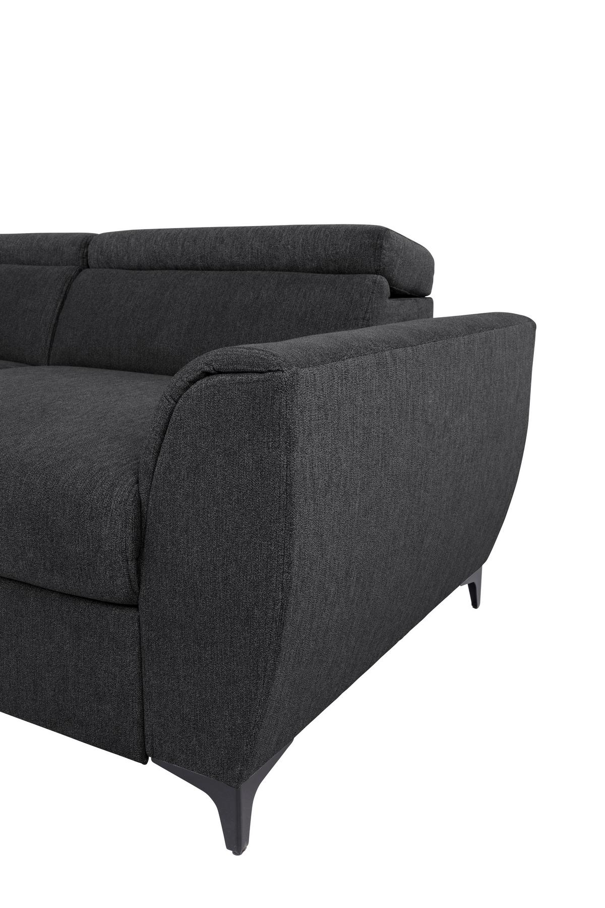 Ecksofa Lapis Schwarz S: 217/255 cm - Schwarz, KONVENTIONELL, Textil (217/255cm) - MID.YOU