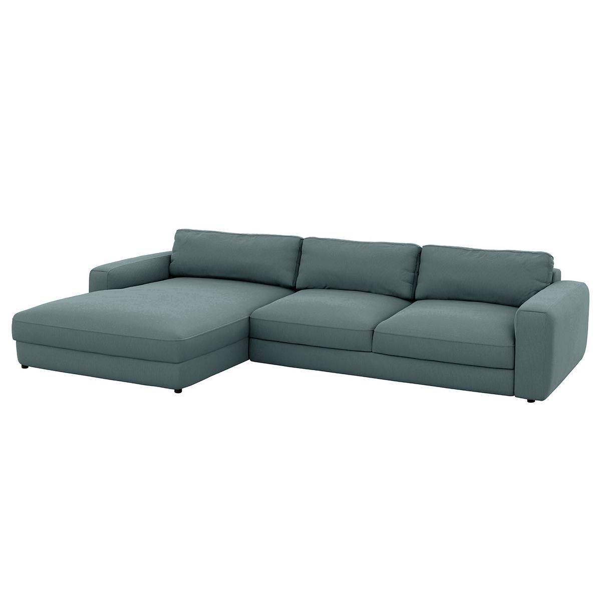 Ecksofa Bourbon Blaugrau S: 176x303 cm - Blaugrau/Schwarz, MODERN, Textil (176/303cm) - Trendmanufaktur