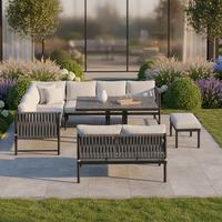 JÍDELNÍ TERASOVÁ SOUPRAVA POLLY - šedá/světle šedá, Moderní, kov/textil - Bessagi Garden