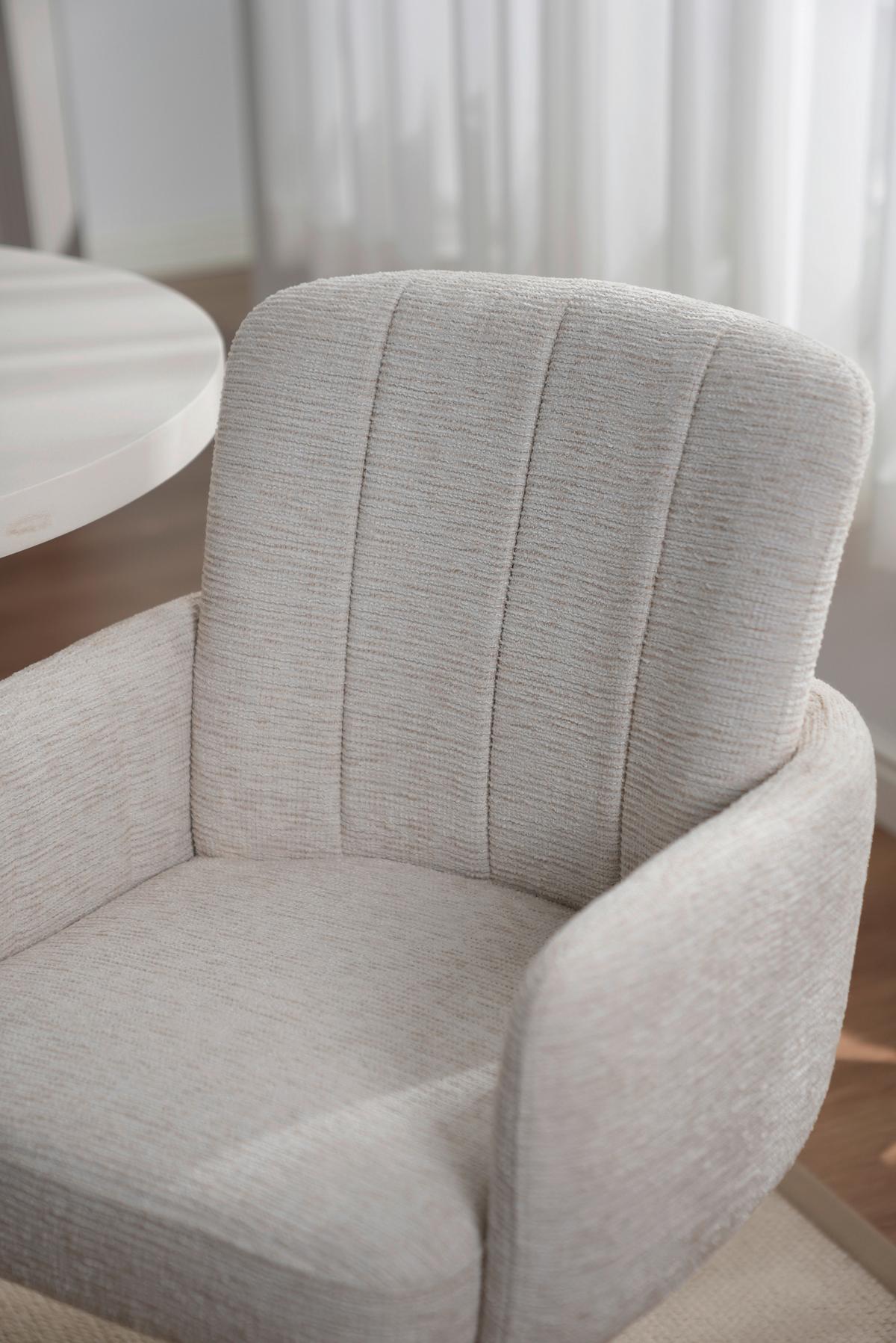 Armlehnstuhl Allison Leinenoptik Beige, B: 58 Cm - Beige/Schwarz, LIFESTYLE, Holz/Textil (58/86/64cm) - Livetastic